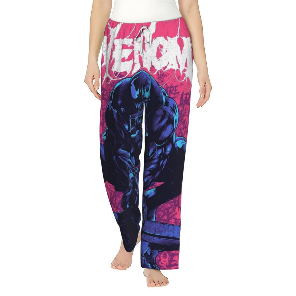 Venom ชุดนอนผ้าฟลีซตุ๊กตาสําหรับผู้หญิงพร้อมกระเป๋าผ้าสักหลาด