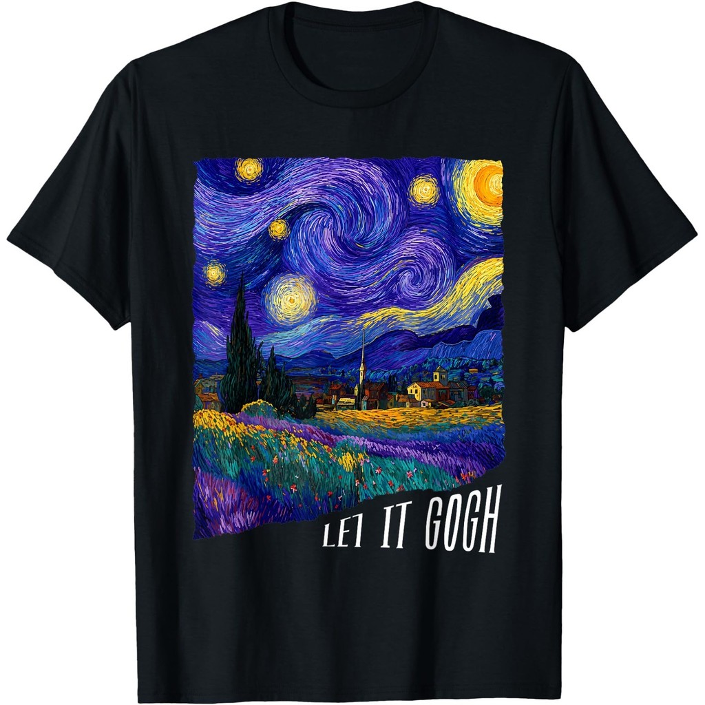 Let It Gogh Funny Vincent Van Gogh Starry Night Design เสื้อยืด