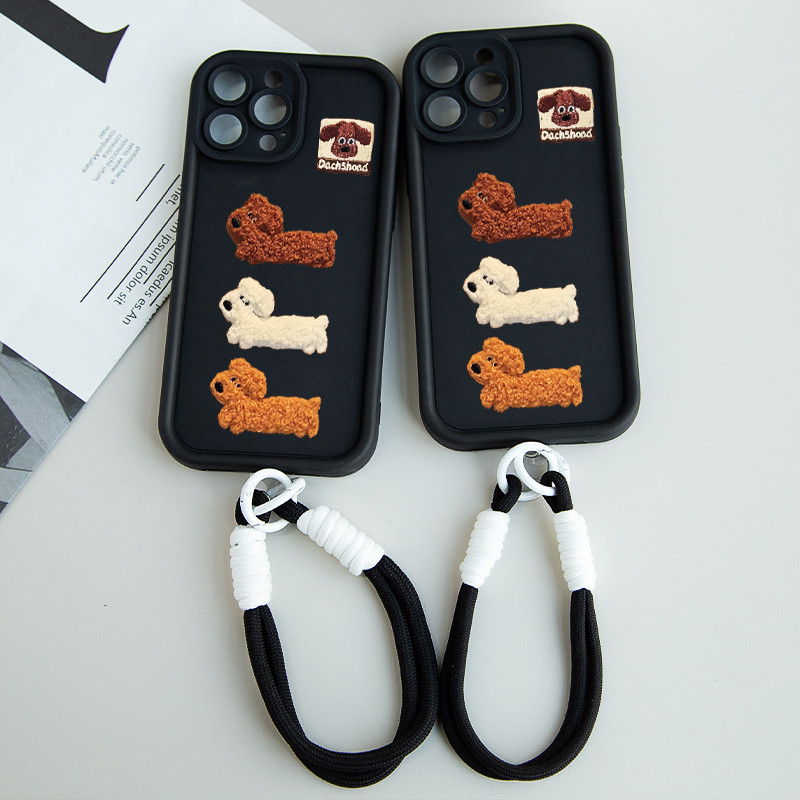 SAMSUNG HP ใหม่สามลูกสุนัขเย็บปักถักร้อยเนื้อสําหรับSamsung A06 A56 5G A26 5G A36 5G A16 5G S25 Ultr