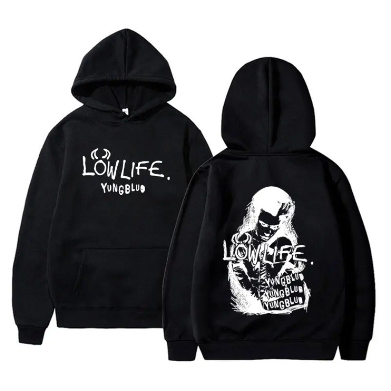 นักร้อง Yunblud Lowlife 2025 Hoodie Gothic Rock Sweatshirt Mens Cotton Vintage Pullover