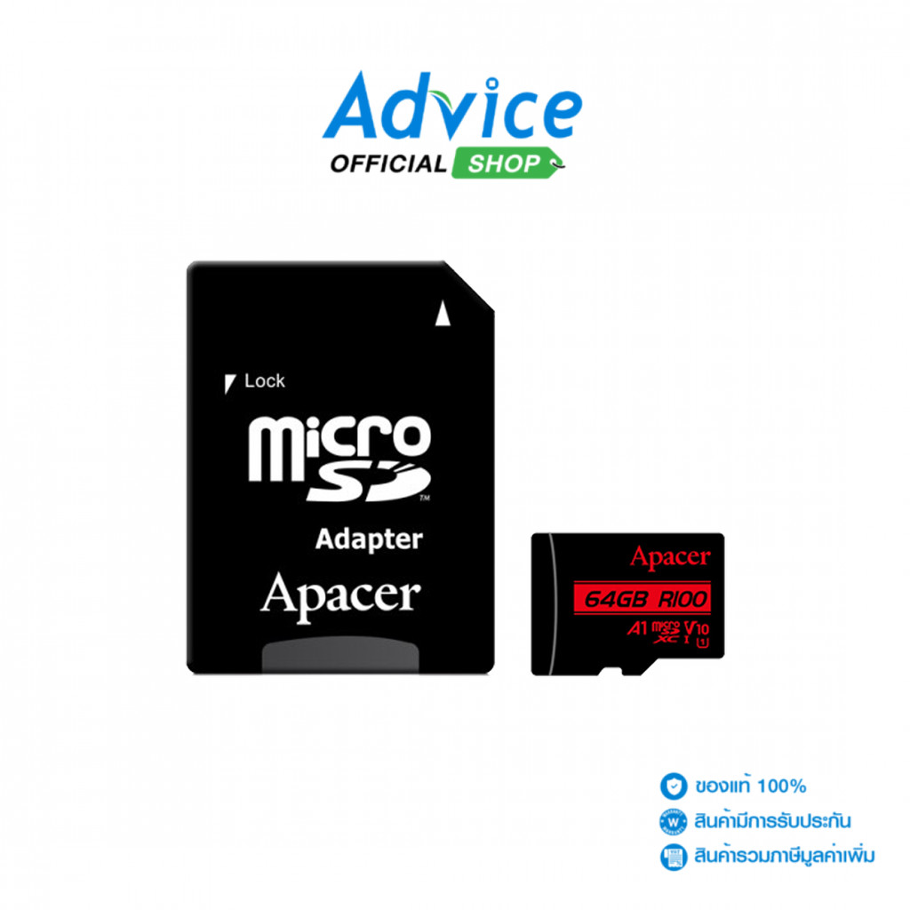 APACER 64GB Micro SD Card (100MB/s.) - A0177278