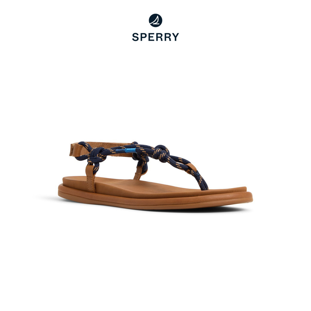 SPERRY ROPE T-BAR FLAT SANDAL รองเท้าแตะ ผู้หญิง สีกรม ( SAN - 13974099 )
