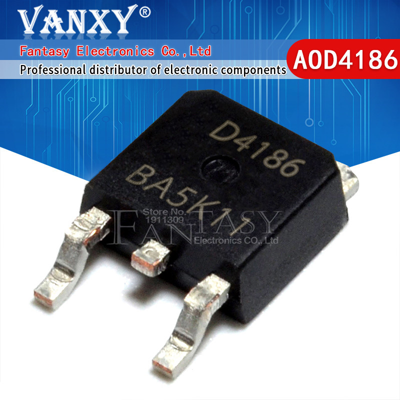 100pcs AOD4186 TO 252 D4186 TO252 N Channel Enhancement Mode Field Effect ทรานซิสเตอร์