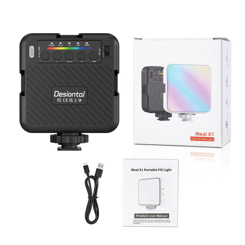 Zone Desiontal iReal X1 กระเป๋า RGB Video Light Conference LED เติม 3000K-4800K-6500K ความสว่าง 8 ระ