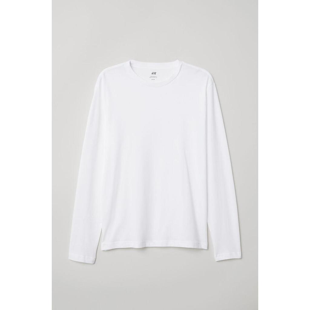 เสื้อเจอร์ซีย์แขนยาว H&M Regular Fit - สีขาว