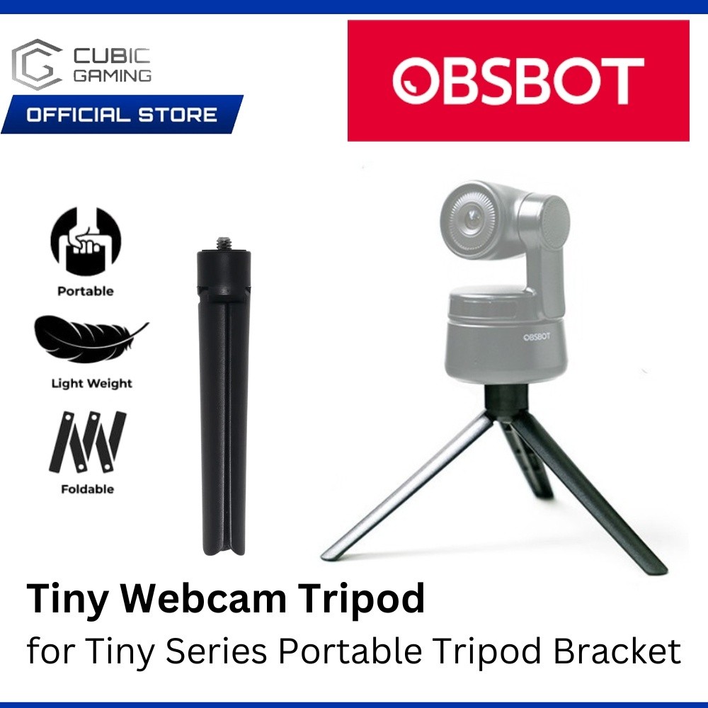 OBSBOT TINY WEBCAM TRIPOD TABLET COMPACT TRIPOD สําหรับชุดเล็กๆ ที่มีไฟส่องสว่าง, การออกแบบพับ (OBS-