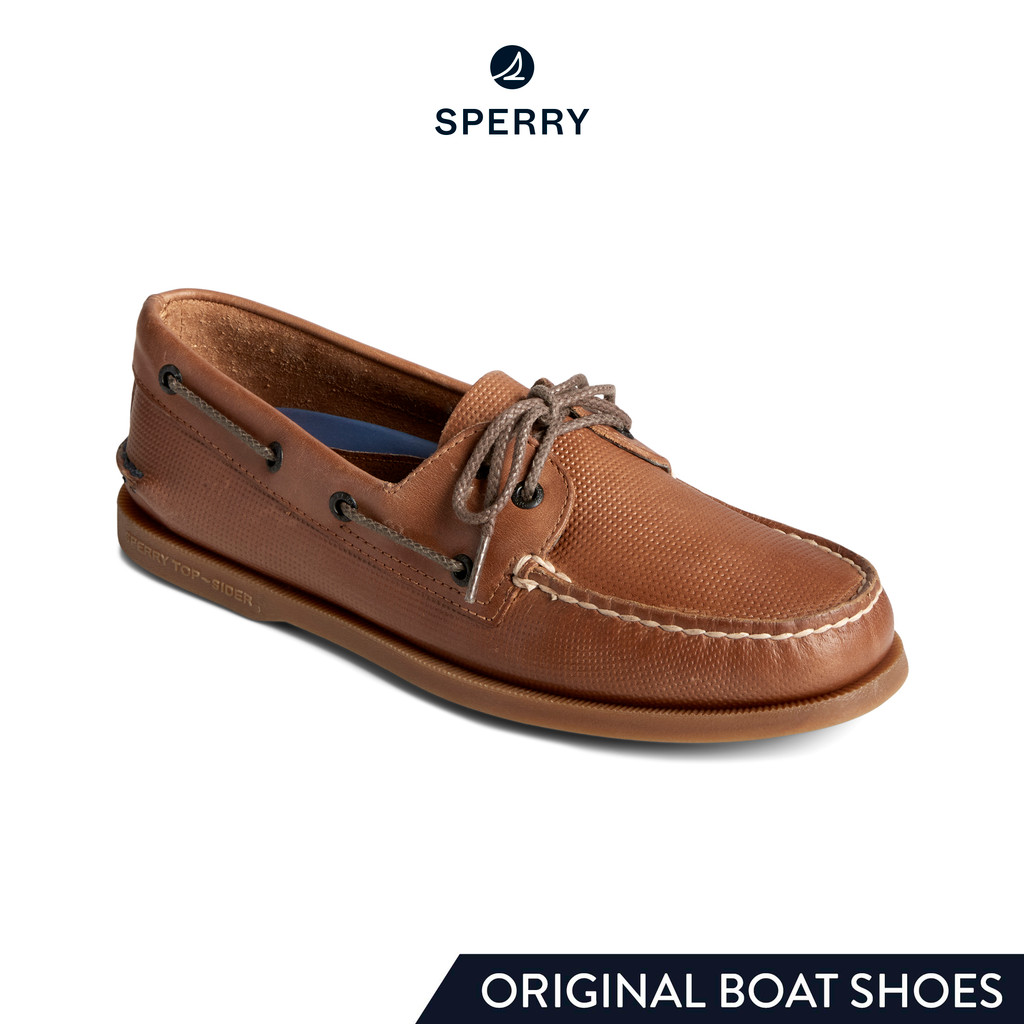 SPERRY A/O 2-EYE DEBOSS รองเท้าโบ๊ทชูส์ ผู้ชาย สีน้ำตาล ( BOAT - STS25567 )