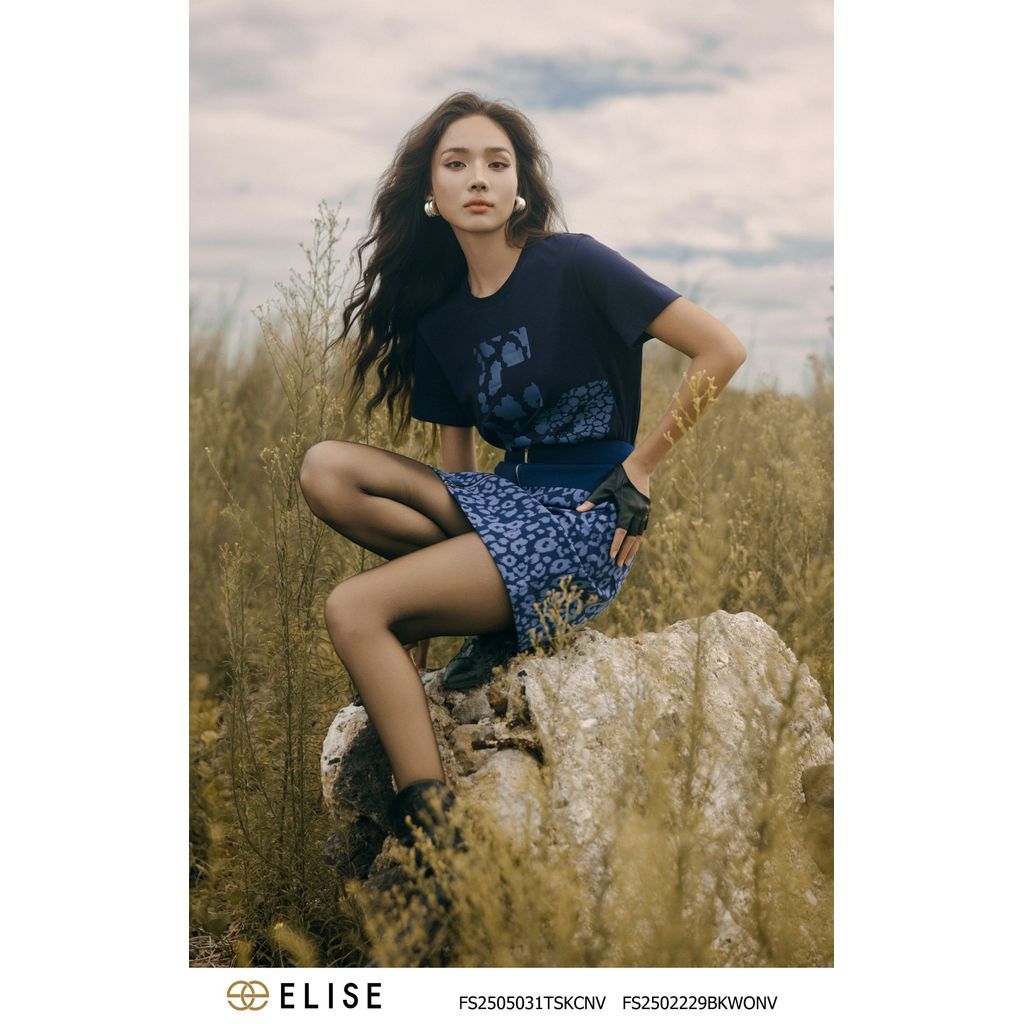 Elise FS design เสื้อยืดสีน้ําเงินถ่าน2505031TSKCNV (O2O)