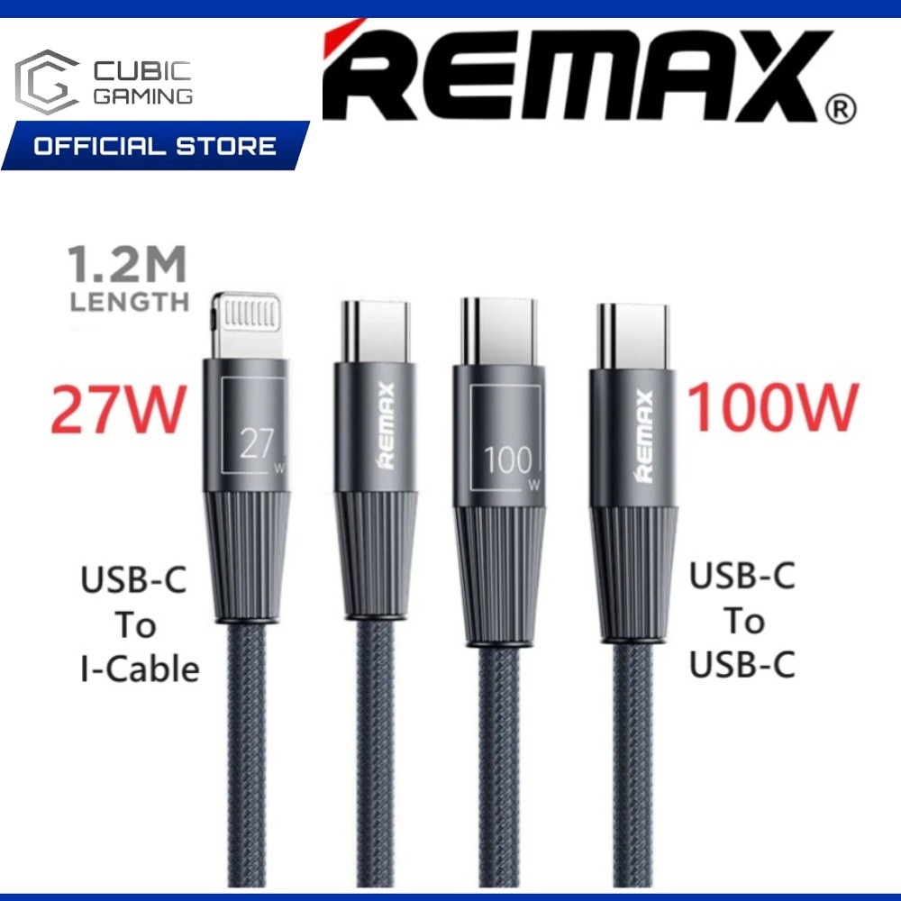 REMAX INFINITY SERIES RC-C106 USB C TO USB C (100W)/ RC-C107 สาย USB C TO I (สายชาร์จ 27W 1.2M - สีฟ