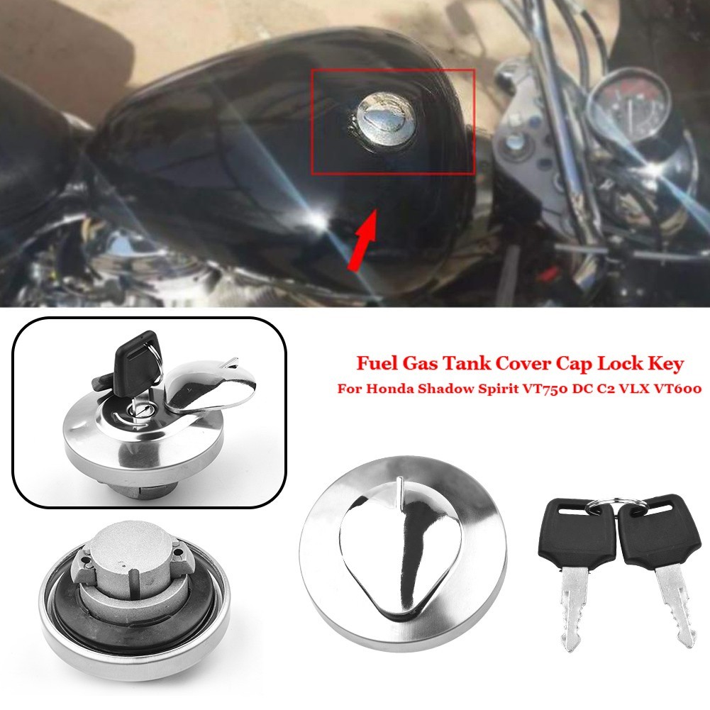 ready stockFeel Gas Tank Cover Cap Lock Key สําหรับ Shadow สําหรับ Spirit VT750 DC C2 VLX VT600