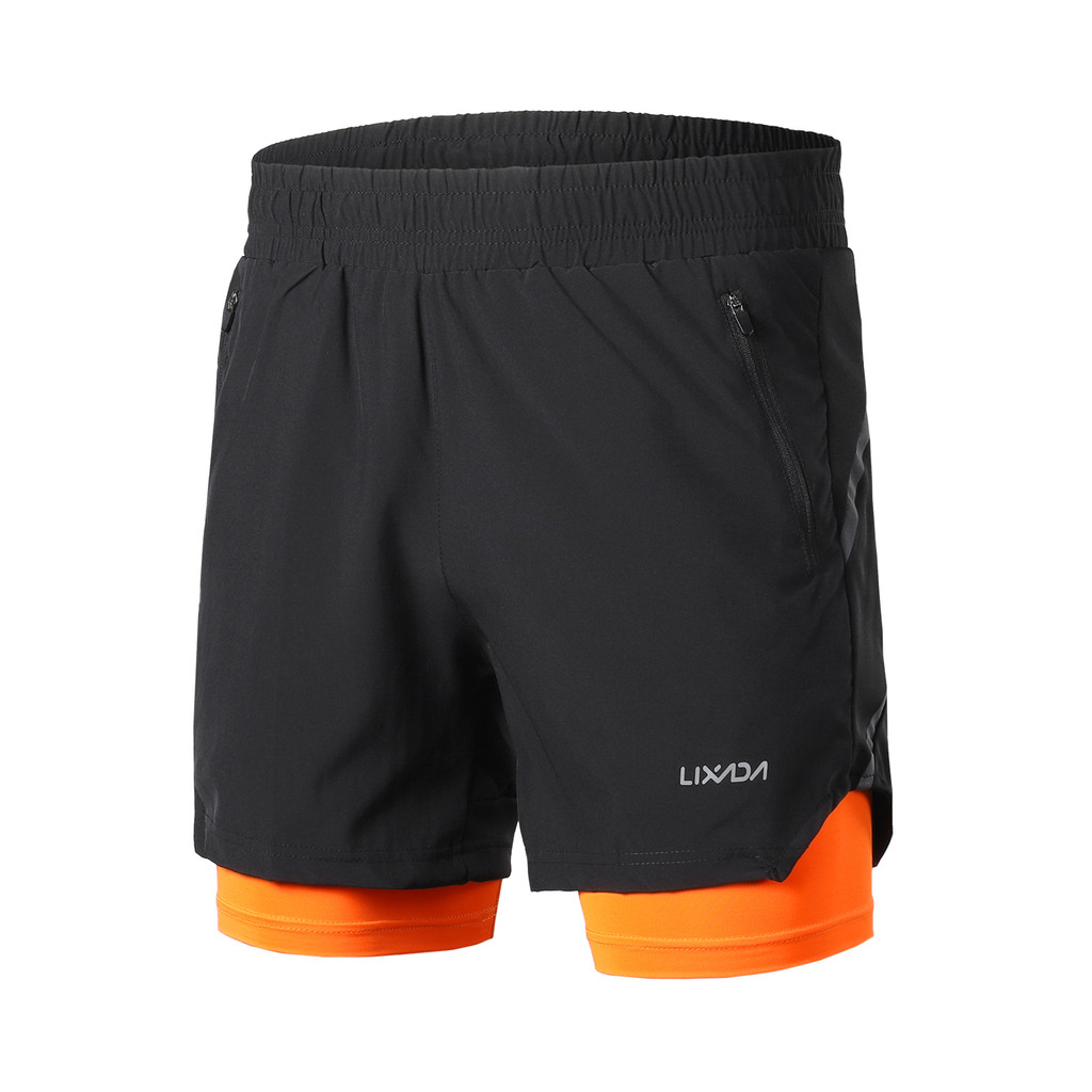 [joyfeel-Fast Ship] Lixada Men 2 in 1 Running Shorts Quick Drying Breathable Active Training การออกก