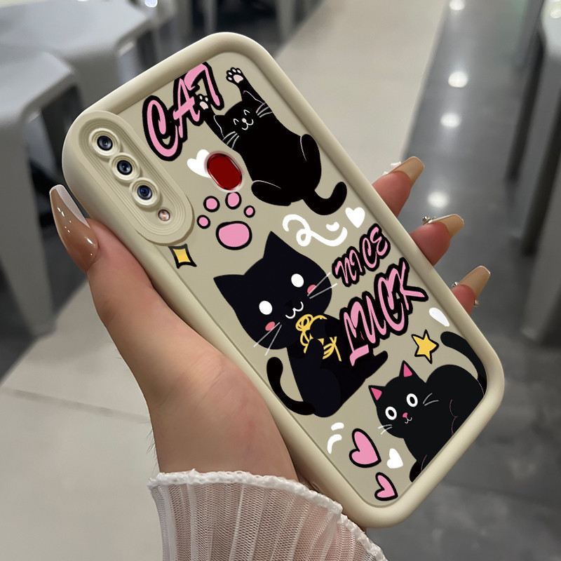 เคสสำหรับ Samsung Galaxy A20s เคสโทรศัพท์แมวสามสีซิลิโคนกันกระแทก – โปรปัง