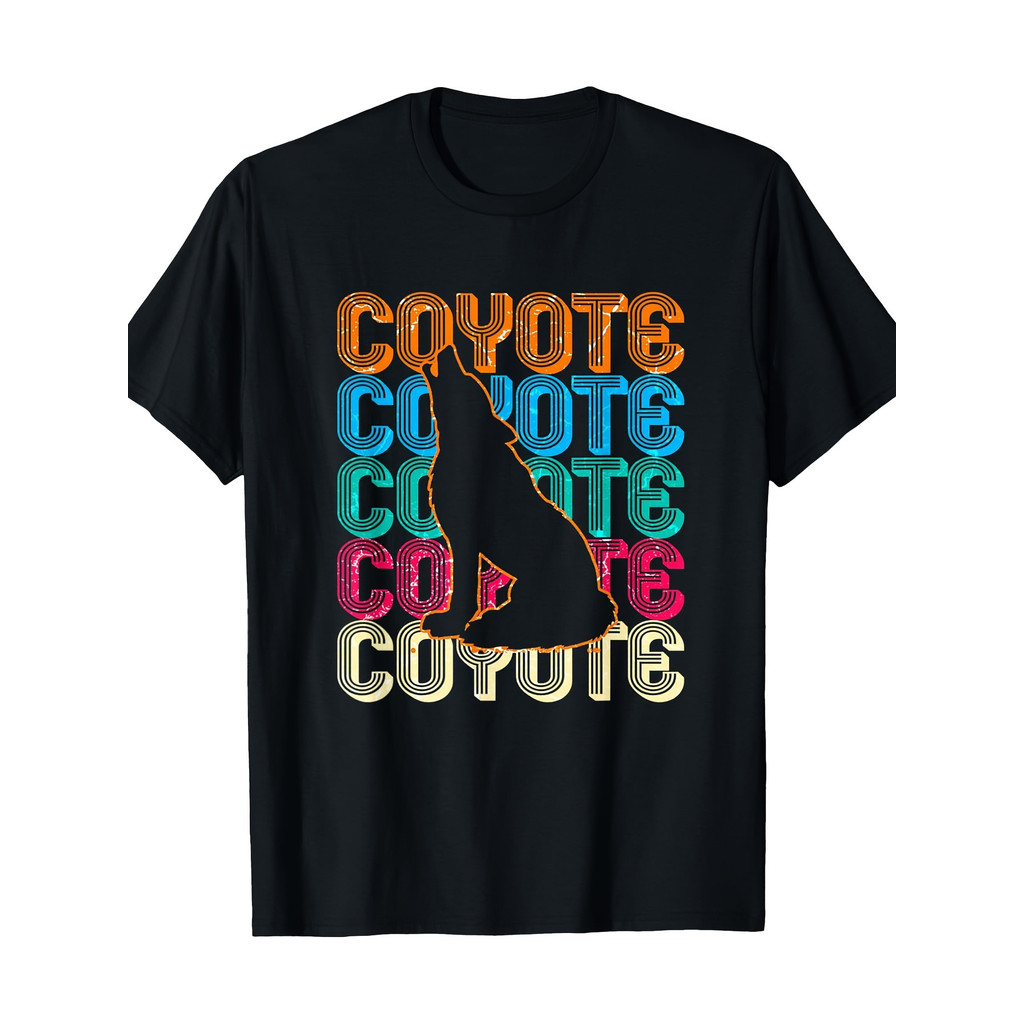 เสื้อยืดกราฟิก Coyote วินเทจสําหรับผู้ชาย- ผ้าฝ้าย 100%,เสื้อเชิ้ตแขนสั้นคอกลมลําลองสําหรับทุกฤดูกาล