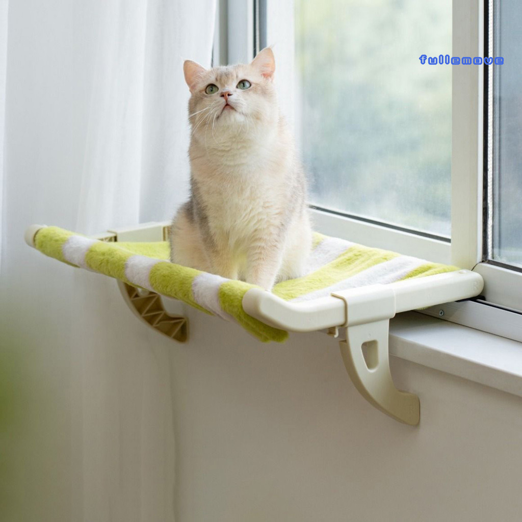 Fullemove Cat Hammock Bed ปรับเปลญวนข้างเตียง Purr Loft แมวไม่มีการเจาะหน้าต่าง Perch Cat Bed ที่ถอด