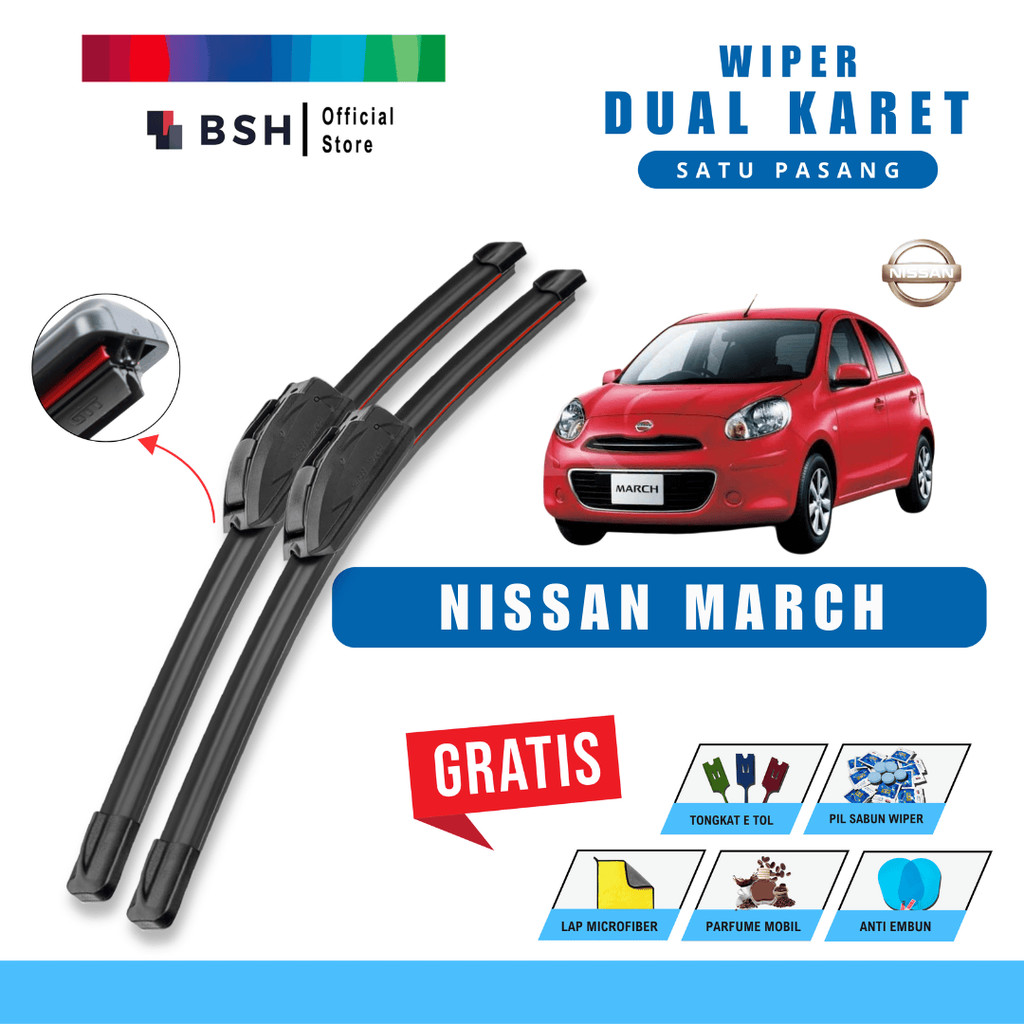 Nissan March Dual Double Rubber Wiper Bonus 5 ผลิตภัณฑ์