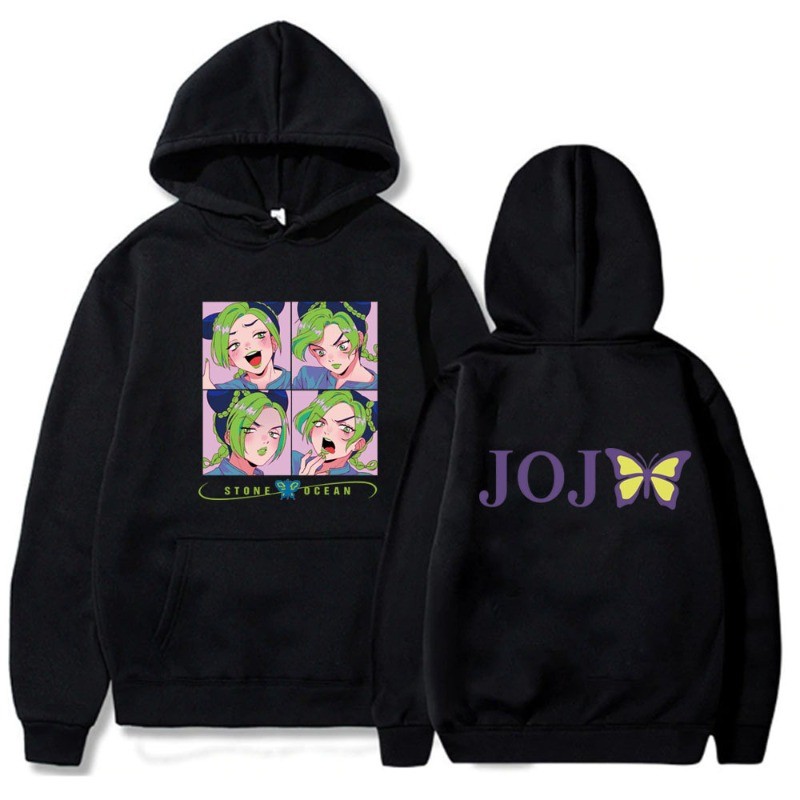 Jolyne Cujoh Jojo Men Hoodies Hooded Sweatshirts Hip Hop Pullovers Streetwear