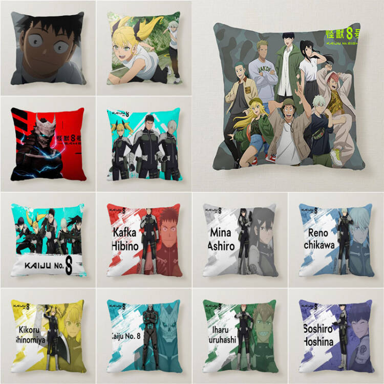 45X45ซม. อะนิเมะญี่ปุ่น Kaiju No. 8 ปลอกหมอนวัสดุตุ๊กตาสั้น ปลอกหมอนอิงนุ่ม พิมพ์ด้านเดียว