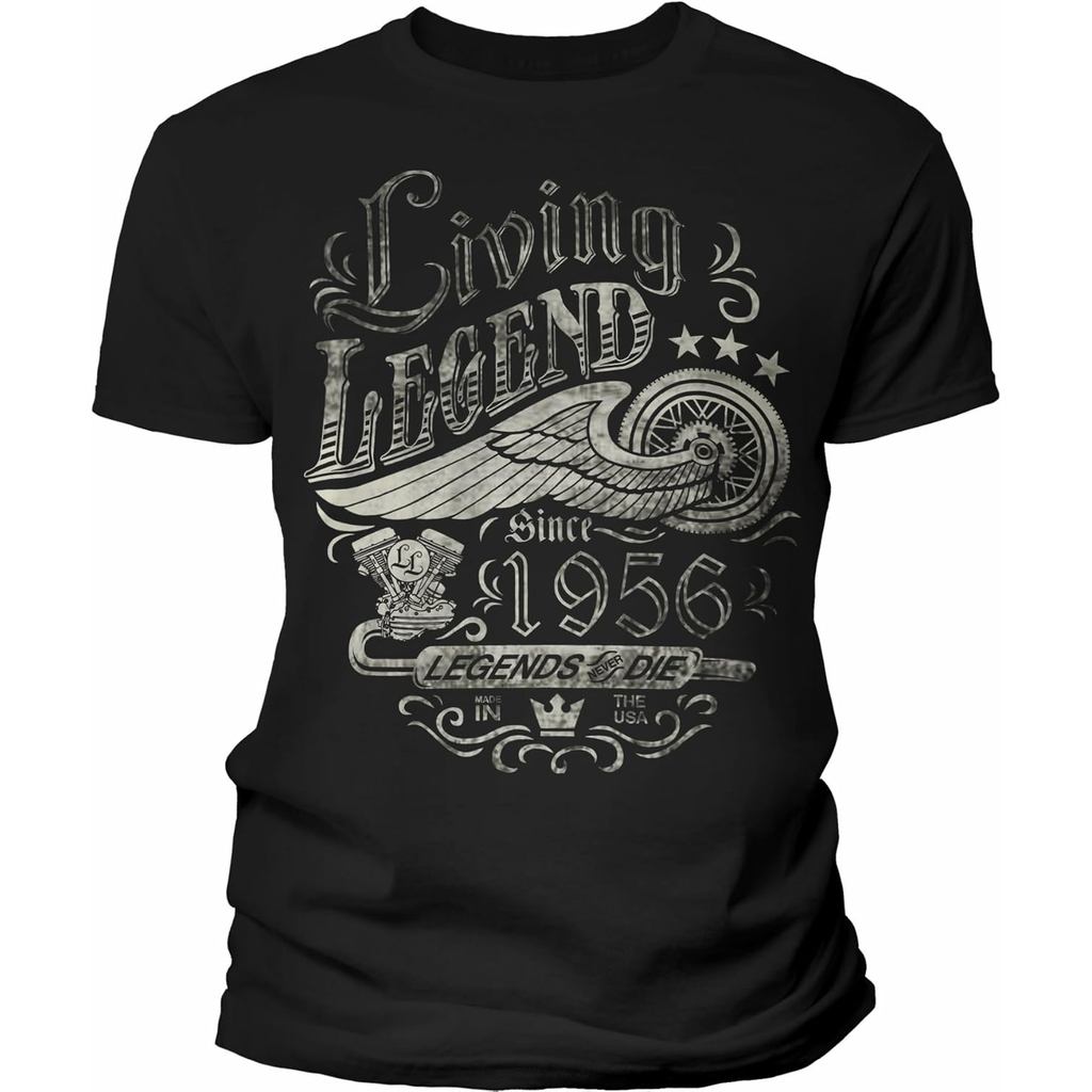 เสื้อยืดผ้าฝ้ายผู้ชาย 70th Birthday for Men - Living Legend 1956 Legends Never Die - F/70th Birthday