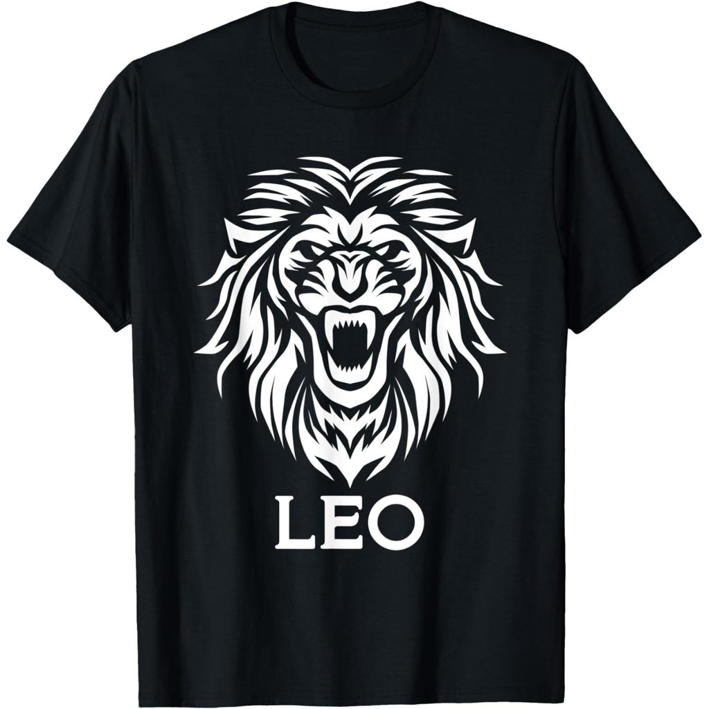 เสื้อยืด Leo Zodiac Sign Lion Face ใหม่ล่าสุด