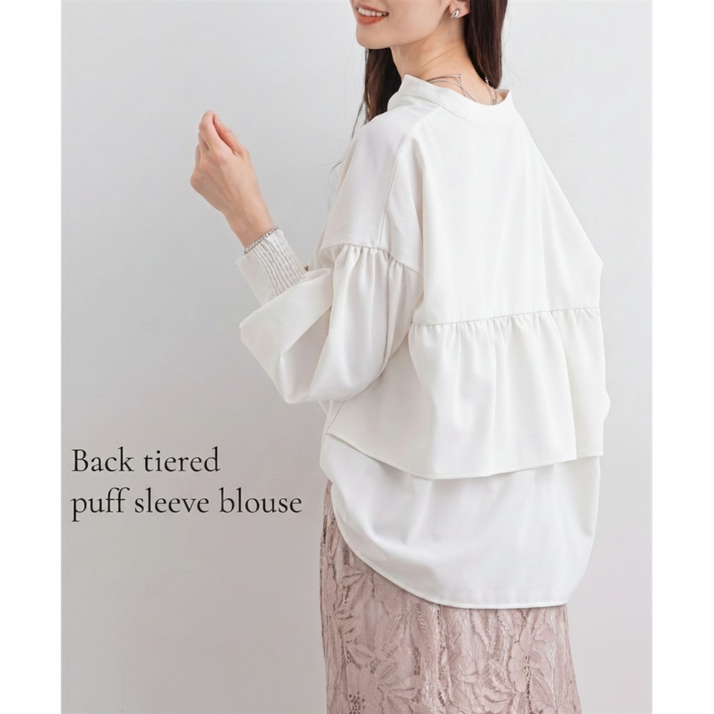 เสื้อเบลาส์แขนพอง ดีไซน์ระบายหลัง กัน UV สไตล์ญี่ปุ่น ทรงสวยไม่ต้องรีด