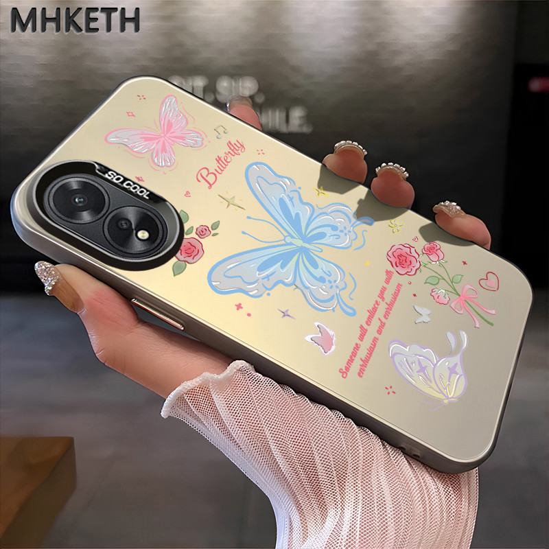 MHKETH เคสสำหรับ OPPO A18 A38 A31 2020 A8 เคสขายดีรูปผีเสื้อเคสโทรศัพท์