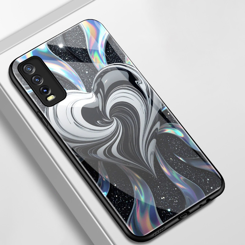 เคสสำหรับ VIVO Y20 Y20i Y20s Y20t Y20a Y20G Y12s Y12a Y11s เคสโทรศัพท์มีสีสันรูปหัวใจเปลือกแก้วกันกระแทก