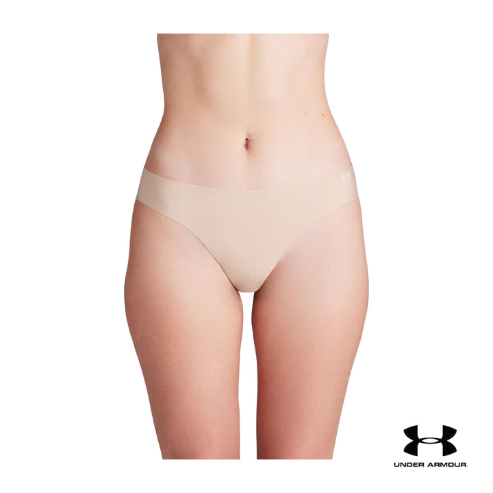 Under Armour กางเกงชั้นใน Thong ซ่อนขอบแพ็ก 3 ตัวสำหรับผู้หญิง UA Pure Stretch