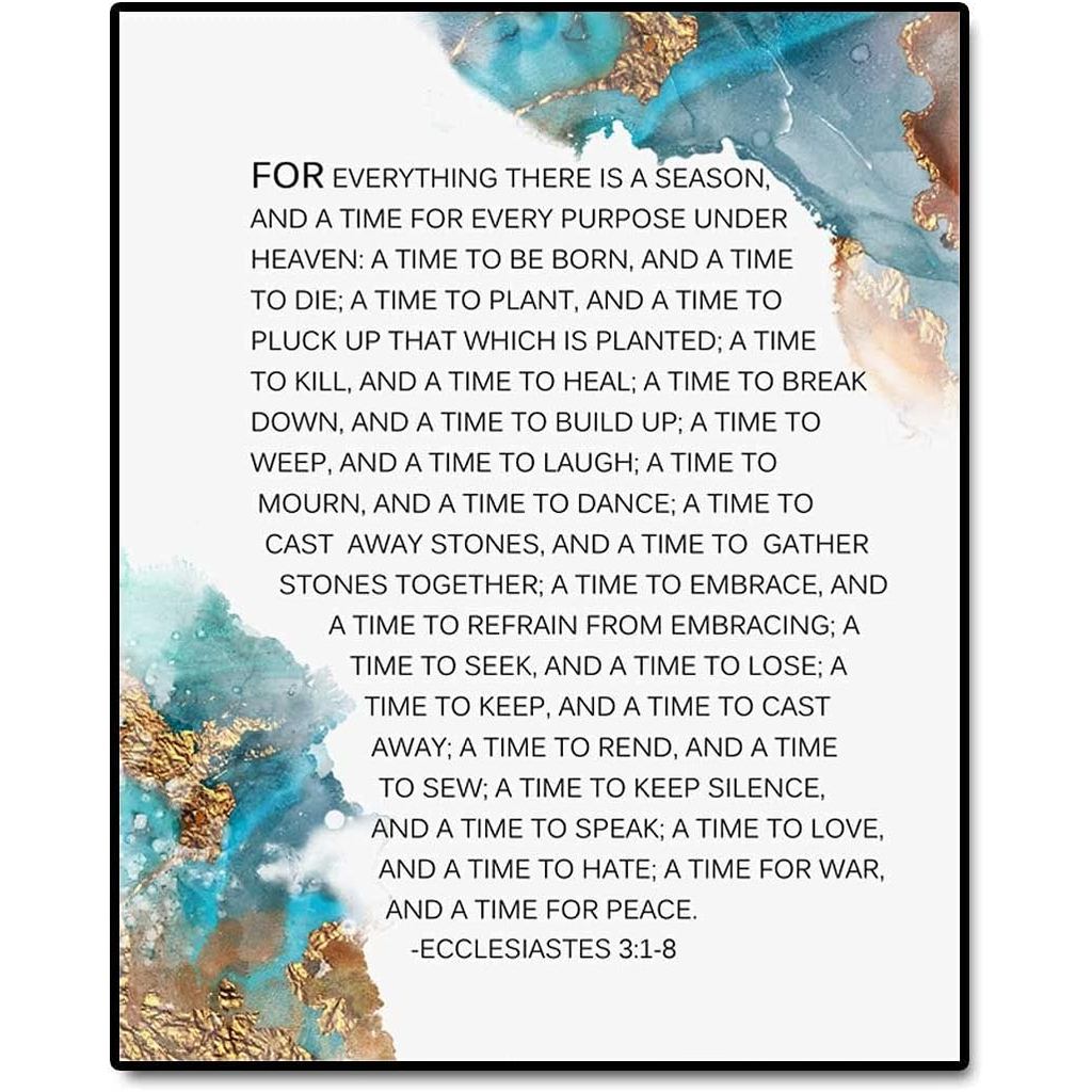 สําหรับทุกอย่างมีฤดูกาลสคริปต์ศิลปะพิมพ์ Ecclesiastes 3:1-8 พระคัมภีร์ Verse Wall Art Bible Verse Ar
