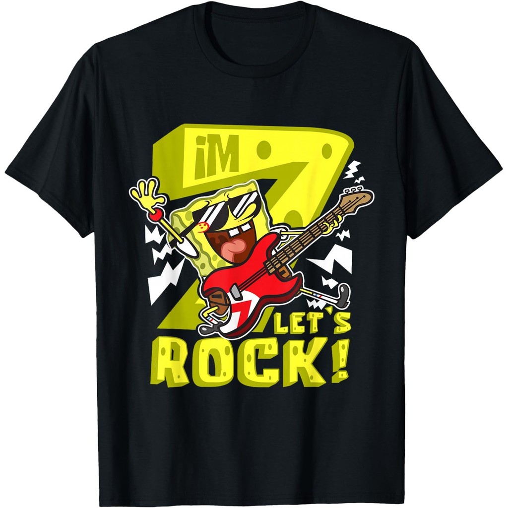 Spongebob Im 7 Lets Rock 7Th Birthday Seven Years Birthday T-Shirt