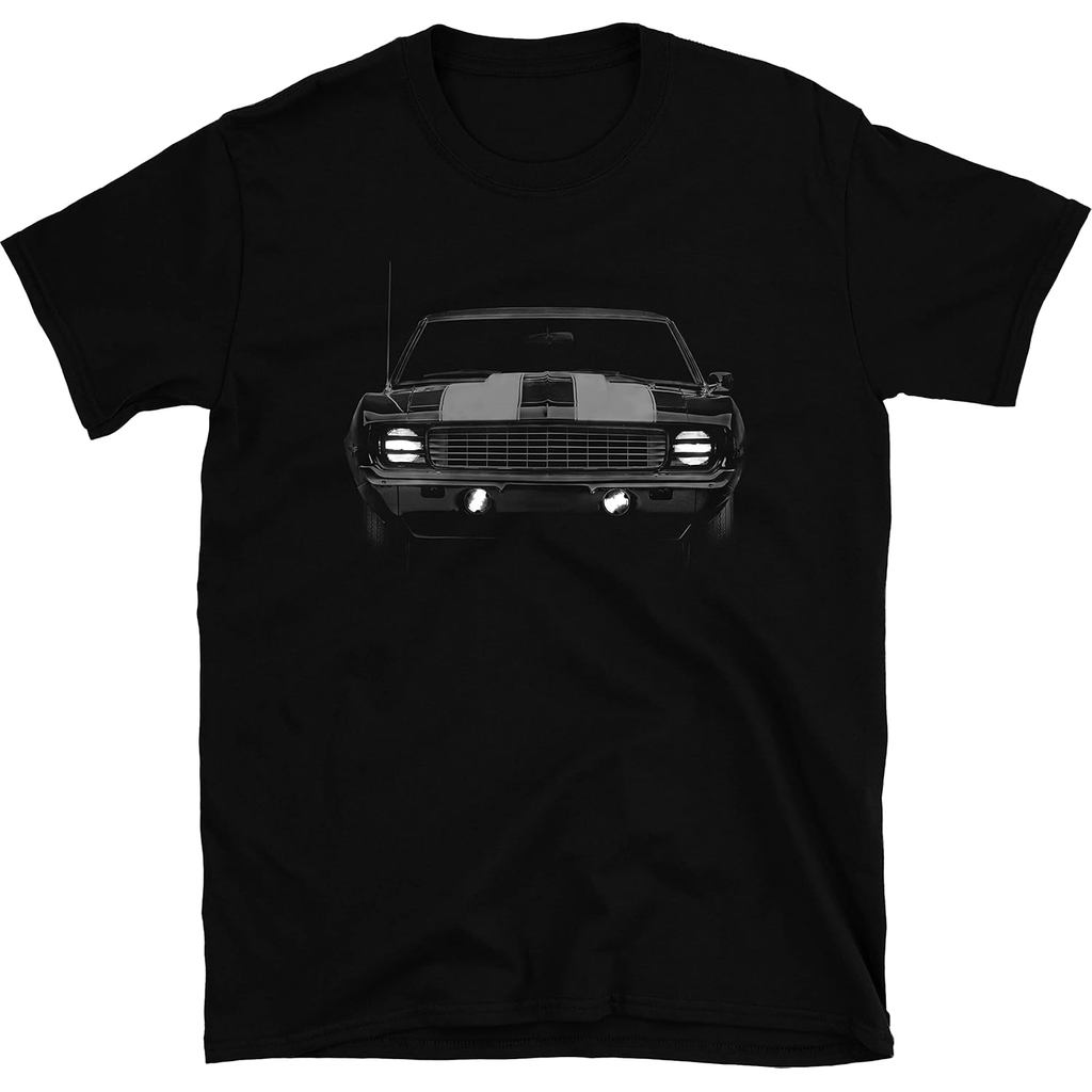 เสื้อยืดผ้าฝ้ายผู้ชาย 1969 Chevy Camaro Z28 T-Shirt – Classic Muscle Car Graphic Tee | แข่งรถม้าโพนี