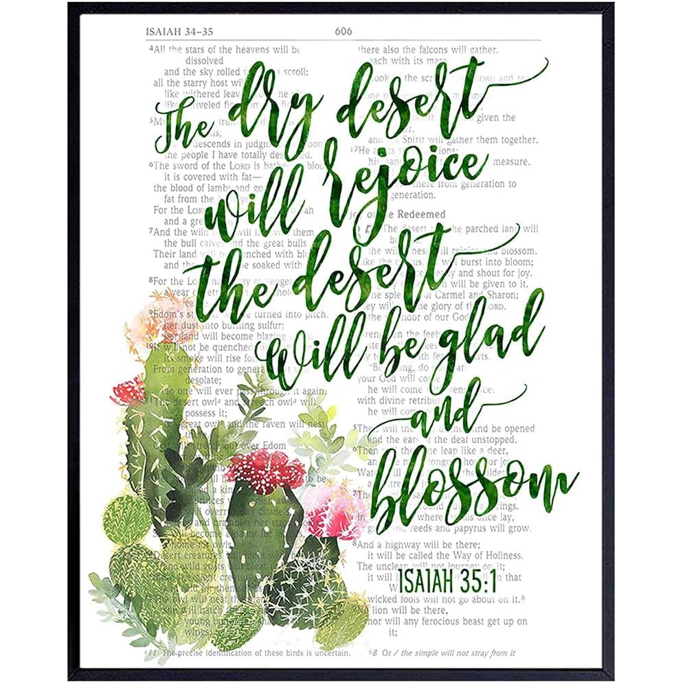 Isaiah Bible Verse Cactus Wall Art Desert Decor กระบองเพชร Wall Decor แรงบันดาลใจ Scripture Art คริส