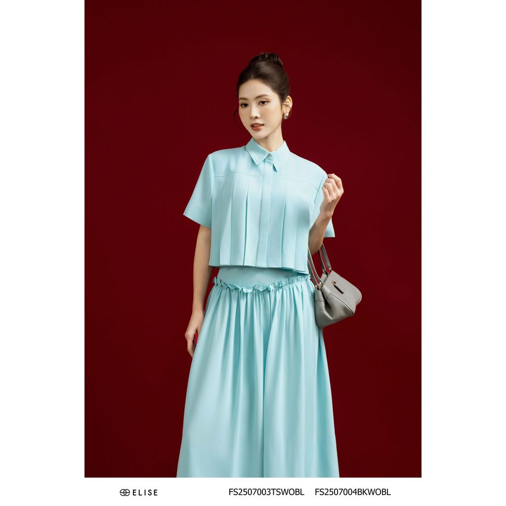 เสื้อเขียวหยกเยอรมันโบราณจับจีบหน้าออกแบบโดย Elise O2O รหัส FS2507003TSWOBL