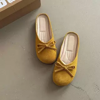 Tikp3 รองเท้าส้นแบนผู้หญิงมีโบว์สวย ใส่สบาย สไตล์มินิมอล เหมาะกับทุกชุด
