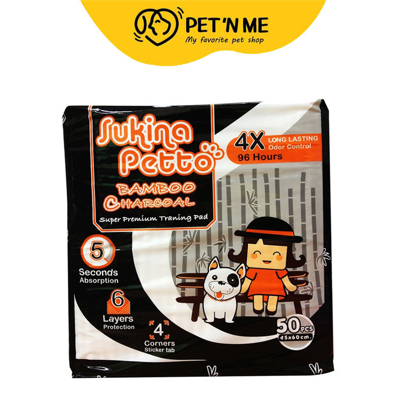 [จัดส่งจากคลัง] SUKINA PETTO ซูกินะ เพ็ทโตะ แผ่นรองฉี่ Bamboo Charcoal 45 x 60 cm 50 ชิ้น [8858788700498]