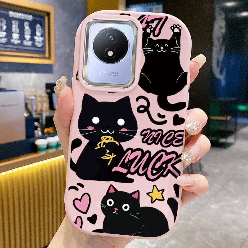 เคสใช้ได้กับ VIVO Y02 Y02a Y02t Y02s Y11 2023 Black Cat Soft Cover Case