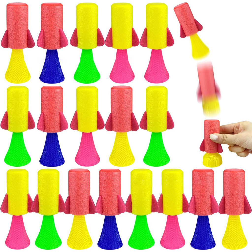 [Jiahe Sports] 9 Pack Jumping Spring Rocket Toys Creative Popper Bouncy Ball Spring Rocket Launchers