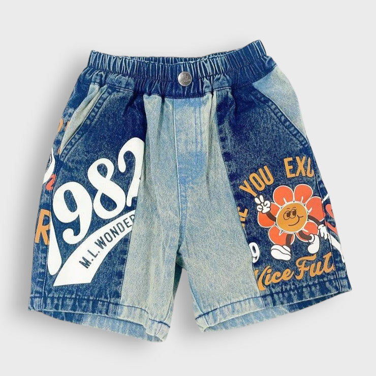 Kids (Size 100-120) กางเกงยีนส์ขาสั้นเด็ก M.L. Wonder – ยีนส์ตัวจิ๋ว สีสันตัวจี๊ด สนุกได้ทุกก้าว!