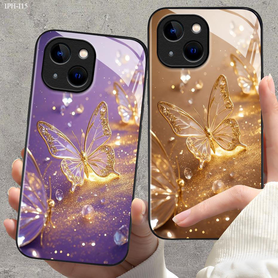 เคส For iPhone 17 16 15 14 13 12 11 X XS XR 7 8 6 SE Mini Plus Pro Max 2020 2022 เคสไอโฟน เคสแข็ง Phone Glass Case BLK