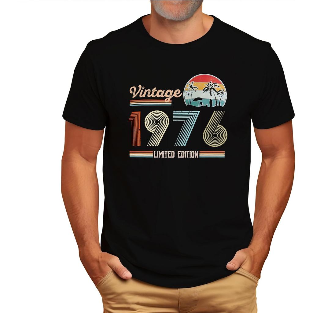 เสื้อยืดผ้าฝ้ายผู้ชาย 1976 T เสื้อ 50th วันเกิดสําหรับ Him Legends เกิดใน 1976 Retro วันเกิดสําหรับช