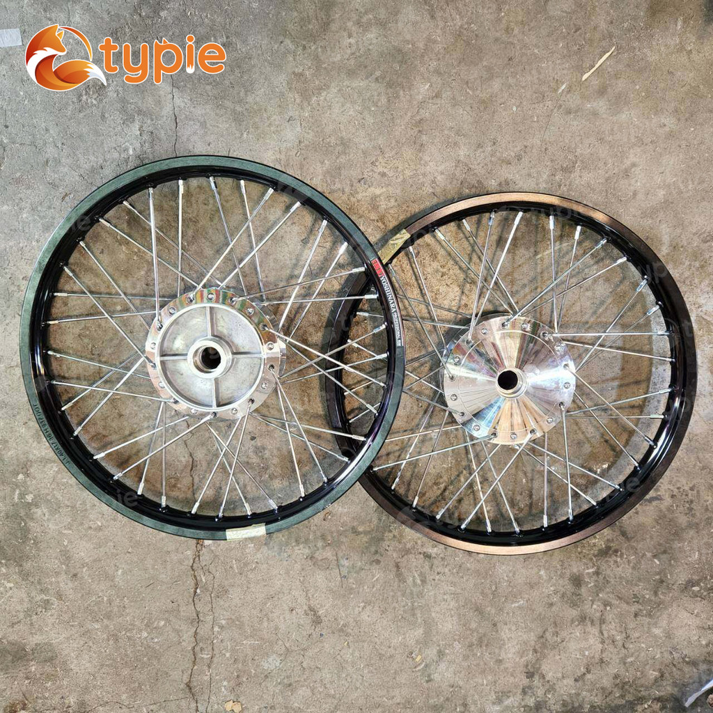 ชุดล้อ ล้อโล หน้าดั้มหลังดั้ม ดุมดำเจาะ 1.40/1.40x17 ซุปเปอร์คัพ , เวฟ110i , เวฟ125 , เวฟ100 **รุ่นดั้ม** โลดำQTT100