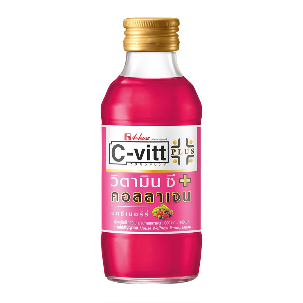[สินค้าส่งด่วน] ซี-วิท พลัส เครื่องดื่มน้ำรสผลไม้รวม 12.5% จากน้ำผลไม้เข้มข้น ผสมวิตามินซีและคอลลาเจน 140 มล.
