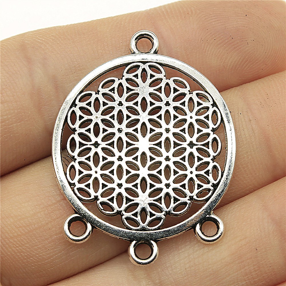 WYSIWYG 4 ชิ้น 38x29 มิลลิเมตร Seed Of Life Connector Charm เครื่องประดับทํารอบดอกไม้ Life Charm The
