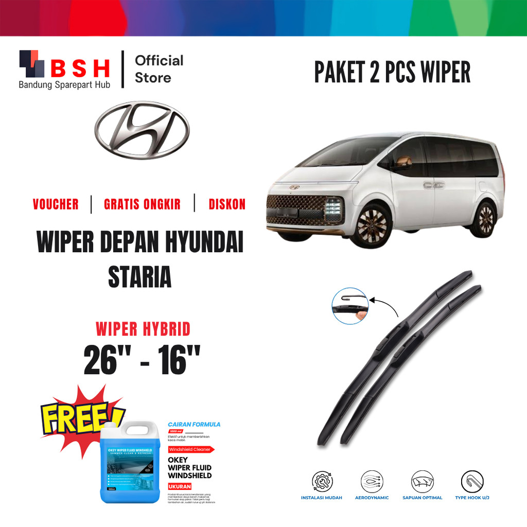 ที่ปัดน้ําฝนกระจกรถยนต์ Hyundai Staria Hybrid ฟรีน้ํายาปัดน้ําฝน