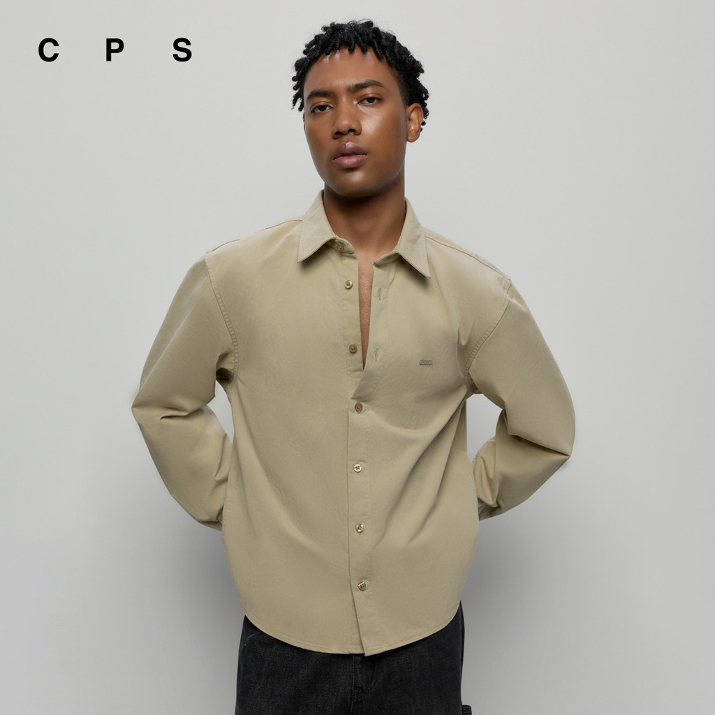 CPS เสื้อเชิ้ตแขนยาวสีเบจ ผู้ชาย BEIGE COTTON SHIRT รุ่น C26PGMA004 (AW26#P1)