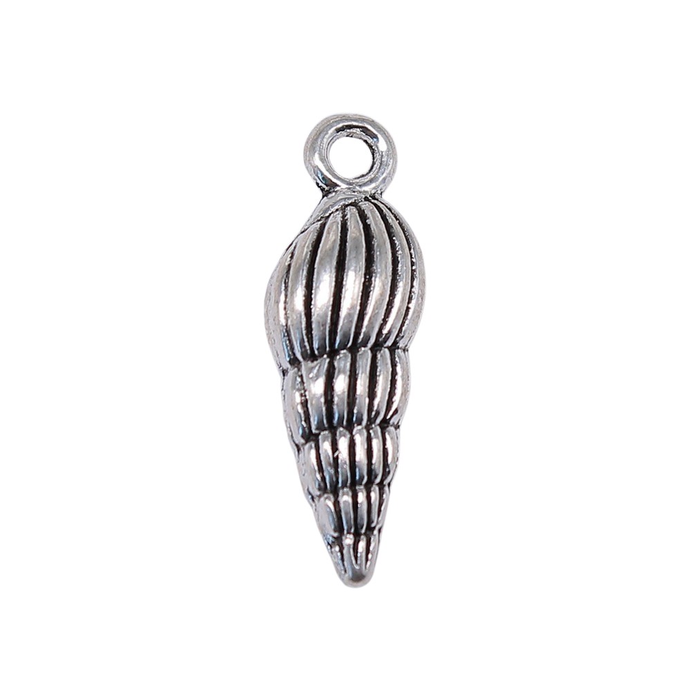 WYSIWYG 10pcs 24x8mm Shell Conch Charm จี้สําหรับเครื่องประดับทําโบราณเงินสี Conch จี้ Charm Conch
