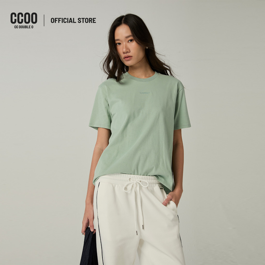 CC DOUBLE O LOGO EMBROIDERY OVERSIZED TEE ผู้หญิง เสื้อยืดโอเวอร์ไซส์ปักโลโก้ รุ่น O26SGWA209 (SS26 #A1)