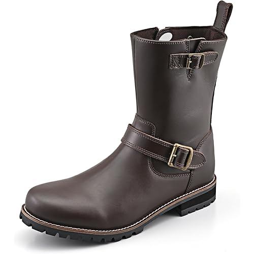 Daytona Motorcycle Boots Riding Engineer Genuine Leather Cowhide Built-in Shift Pad Side Zip HBS-004