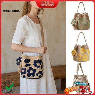COD→✧Bohemian Crochet Floral Tote Handmade Knit Flower Handbag Vintage Shoulder Bag Floral Purse for Women Beach Vacation Summer