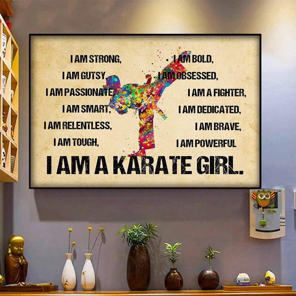 Curteny โลหะ Vintage Tin Sign Decor I Am A คาราเต้สาว I Am Strong Gutsy สมาร์ท Tough Bold Brave โปสเ