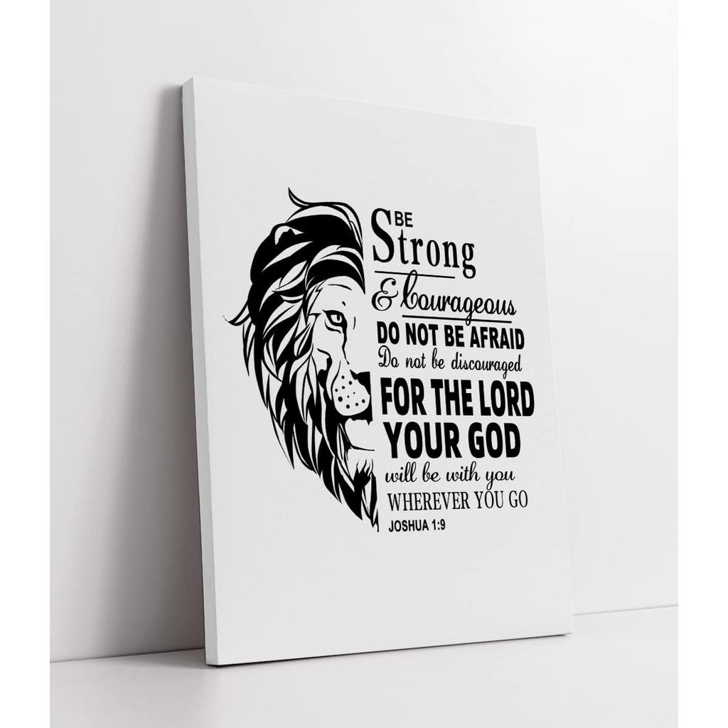 LiTiu Bible Verse Be Strong & Courageous Do Not Be Afraid Frame Wall Art Canvas Prints Decor, 11 x 1